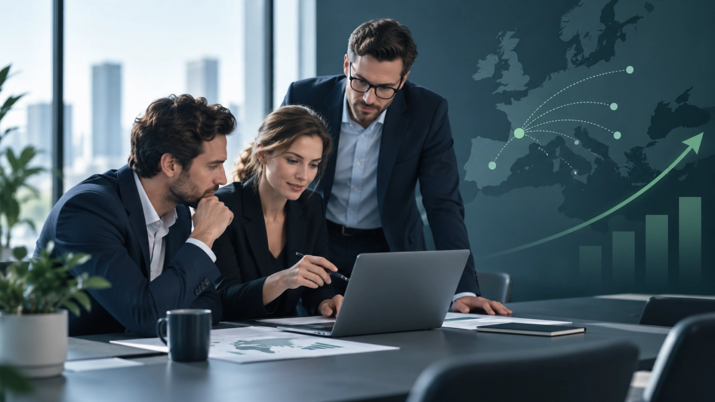 Zespół planujący wejście na nowy rynek z wykorzystaniem outsourcingu sprzedaży B2B