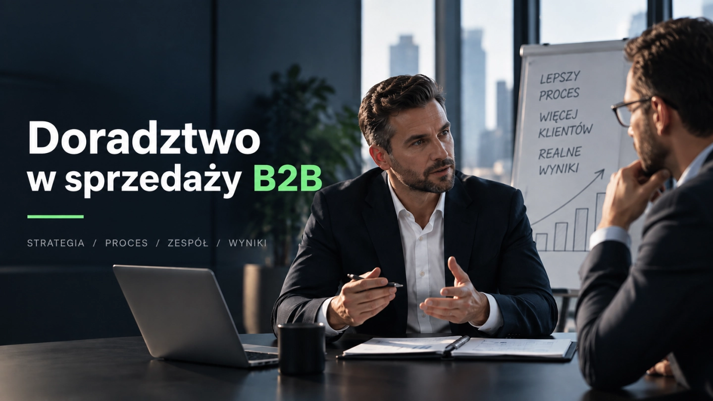 Właściciel firmy porządkujący sprzedaż B2B razem z doradcą i przenoszący wiedzę do zespołu